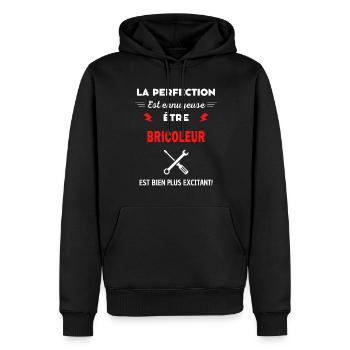 La perfection est ennuyeuse excitant! BRICOLEUR - Sweat à capuche Premium bio Homme - noir - Devant - Nico (187cm)