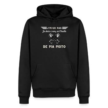 J'peux pas, je dois changer l'huile de ma moto - Sweat à capuche Premium bio Homme - noir - Devant - Nico (187cm)