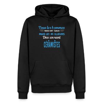 tous les hommes naissent égaux Céramistes - Sweat à capuche Premium bio Homme - noir - Devant - Nico (187cm)