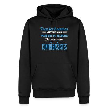 tous les hommes naissent égaux Contrebassistes - Sweat à capuche Premium bio Homme - noir - Devant - Nico (187cm)