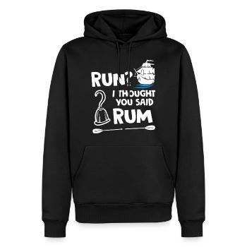 Funny Pirate I Tought You Said Rum - Männer Premium Bio Hoodie - Schwarz - Vorne - Nico (187cm)