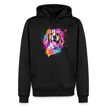 Beagle with sunglasses - Men’s Premium Organic Hoodie - black - Front - Nico (187cm)