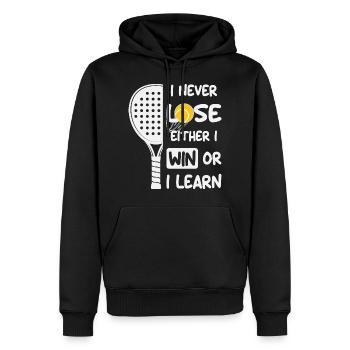 Padel Ich verliere nie, entweder ich gewinne oder ich lerne - Männer Premium Bio Hoodie - Schwarz - Vorne - Nico (187cm)