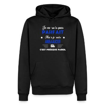 je ne suis pas parfait idée de cadeau Ambulancier - Sweat à capuche Premium bio Homme - noir - Devant - Nico (187cm)