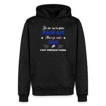 je ne suis pas parfait - idée de cadeau cavalier - Sweat à capuche Premium bio Homme - noir - Devant - Nico (187cm)