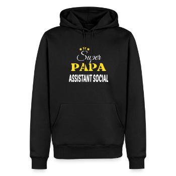 Super Papa ASSISTANT SOCIAL ANNIVERSAIRE - Sweat à capuche Premium bio Homme - noir - Devant - Nico (187cm)