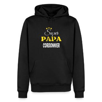 Super Papa CORDONNIER ANNIVERSAIRE - Sweat à capuche Premium bio Homme - noir - Devant - Nico (187cm)
