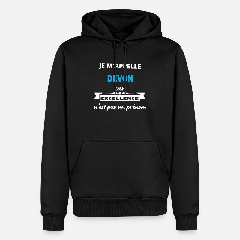 Je m'appelle excellence Devon - Sweat à capuche Premium bio Homme - noir