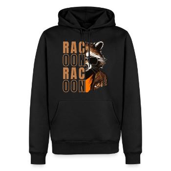 Waschbär mit Sonnenbrille - Männer Premium Bio Hoodie - Schwarz - Vorne - Nico (187cm)