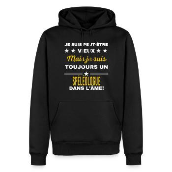 Je suis peut-être vieux SPÉLÉOLOGUE - Sweat à capuche Premium bio Homme - noir - Devant - Nico (187cm)