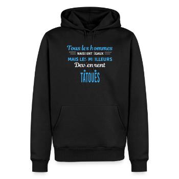 tous les hommes naissent égaux Tatoués - Sweat à capuche Premium bio Homme - noir - Devant - Nico (187cm)