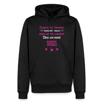 femmes naissent les meilleurs Suisses - Sweat à capuche Premium bio Homme - noir - Devant - Nico (187cm)