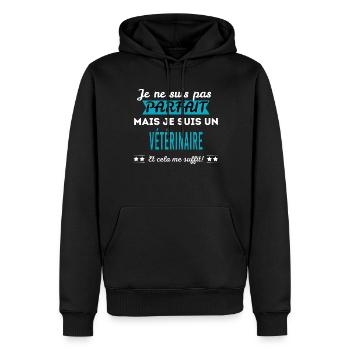 Je ne suis pas parfait VÉTÉRINAIRE - Sweat à capuche Premium bio Homme - noir - Devant - Nico (187cm)