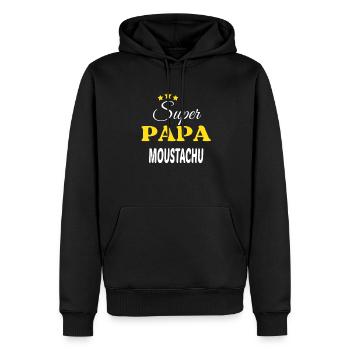 Super Papa MOUSTACHU ANNIVERSAIRE - Sweat à capuche Premium bio Homme - noir - Devant - Nico (187cm)