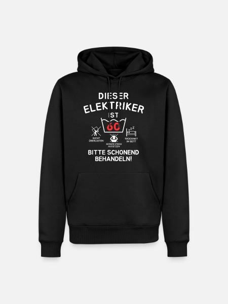 Dieser Elektriker ist 60. Schonend behandeln - Männer Premium Bio Hoodie - Schwarz