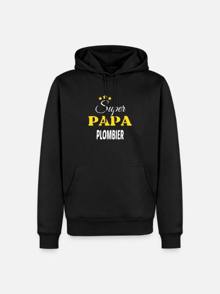 Super Papa PLOMBIER ANNIVERSAIRE - Sweat à capuche Premium bio Homme - noir