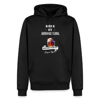 Bière Mon duo parfait depuis et jardinage floral - Sweat à capuche Premium bio Homme - noir - Devant - Nico (187cm)
