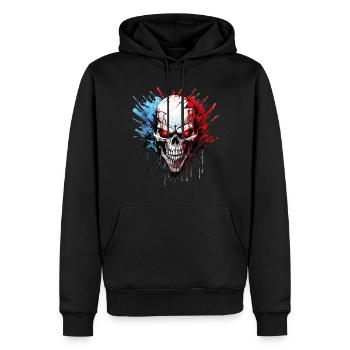Totenkopf Totenschädel Skelett Motorrad Biker Gang - Männer Premium Bio Hoodie - Schwarz - Vorne - Nico (187cm)