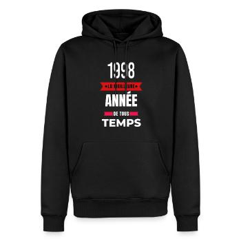 La meilleure année de tous les temps 1998 - Sweat à capuche Premium bio Homme - noir - Devant - Nico (187cm)