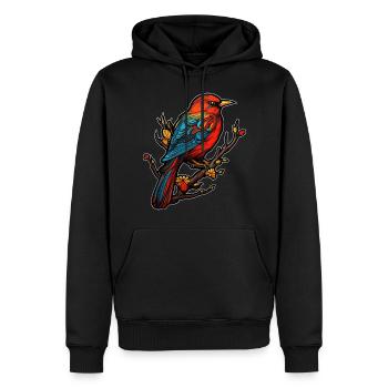 Bird, Animal, Nature, Tree, Branch, Phoenix, Rainbow - Men’s Premium Organic Hoodie - black - Front - Nico (187cm)