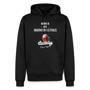 Bière Mon duo parfait et observation des étoiles - Sweat à capuche Premium bio Homme - noir - Devant - Nico (187cm)
