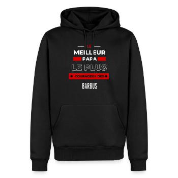 Le meilleur papa, le plus courageux des Barbus - Sweat à capuche Premium bio Homme - noir - Devant - Nico (187cm)
