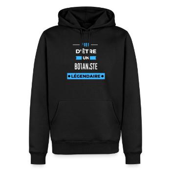 Fier d'être un légendaire BOTANISTE HUMOUR - Sweat à capuche Premium bio Homme - noir - Devant - Nico (187cm)