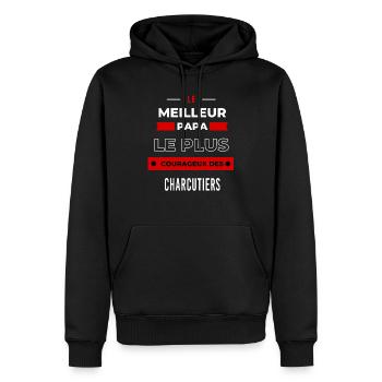 Le meilleur papa le plus courageux des Charcutiers - Sweat à capuche Premium bio Homme - noir - Devant - Nico (187cm)