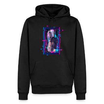 Cyber Futuristic Girl 3 - Anime Shirt - Männer Premium Bio Hoodie - Schwarz - Vorne - Nico (187cm)