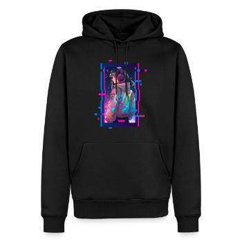 Cyber Futuristic Girl 2 - Anime Shirt - Männer Premium Bio Hoodie - Schwarz - Vorne - Nico (187cm)