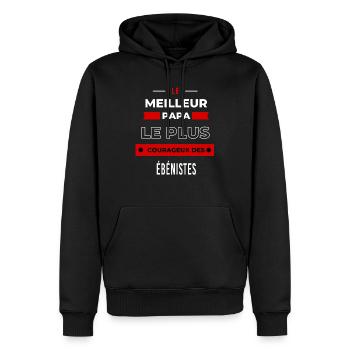 Le meilleur papa, le plus courageux des Ébénistes - Sweat à capuche Premium bio Homme - noir - Devant - Nico (187cm)