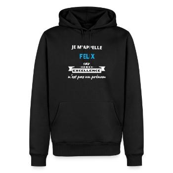 Je m'appelle excellence Felix - Sweat à capuche Premium bio Homme - noir - Devant - Nico (187cm)