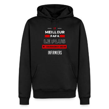 Le meilleur papa, le plus courageux des Infirmiers - Sweat à capuche Premium bio Homme - noir - Devant - Nico (187cm)