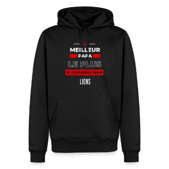 Le meilleur papa, le plus courageux des Lions - Sweat à capuche Premium bio Homme - noir - Devant - Nico (187cm)