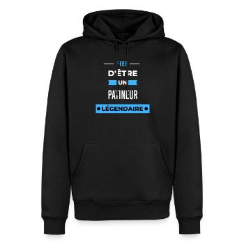 Fier d'être un légendaire PATINEUR HUMOUR - Sweat à capuche Premium bio Homme - noir - Devant - Nico (187cm)