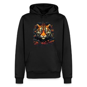 Tiger Tigerkopf Raubkatze Raubtier Stark Kraft - Männer Premium Bio Hoodie - Schwarz - Vorne - Nico (187cm)