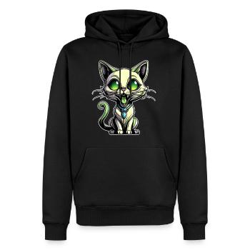 Chat extraterrestre vert mignon - Sweat à capuche Premium bio Homme - noir - Devant - Nico (187cm)