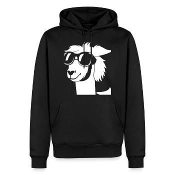 Funny Alpaca Wearing Sunglasses Cool Alpacas - Men’s Premium Organic Hoodie - black - Front - Nico (187cm)