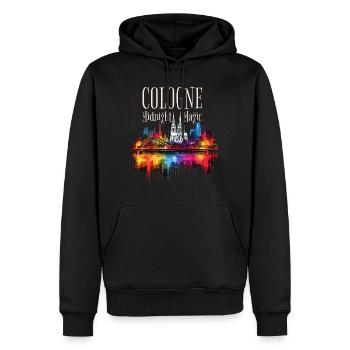 Cologne, Cathédrale De Cologne, Allemagne, Ville, Horizon, Nuit - Sweat à capuche Premium bio Homme - noir - Devant - Nico (187cm)
