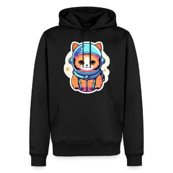 Katze Astronaut Illustration - Männer Premium Bio Hoodie - Schwarz - Vorne - Nico (187cm)