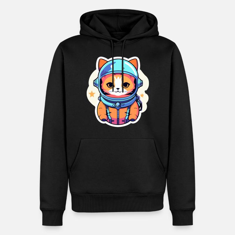 Illustration d’astronaute chat - Sweat à capuche Premium bio Homme - noir
