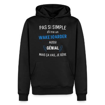 Wakeboarder Génial - Sweat à capuche Premium bio Homme - noir - Devant - Nico (187cm)