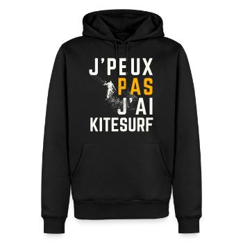 Ich kann nicht kitesurfen - Männer Premium Bio Hoodie - Schwarz - Vorne - Nico (187cm)