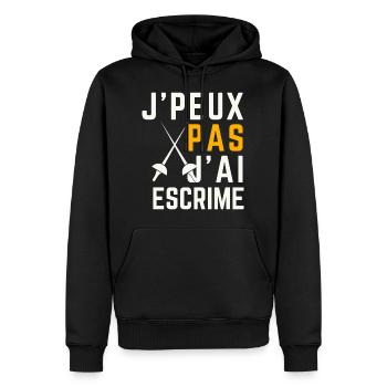 Ich kann nicht, ich kann Fechten - Männer Premium Bio Hoodie - Schwarz - Vorne - Nico (187cm)