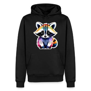 Illustration aquarelle de raton laveur - Sweat à capuche Premium bio Homme - noir - Devant - Nico (187cm)