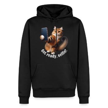 Get ready, selfie-8 - Men’s Premium Organic Hoodie - black - Front - Nico (187cm)