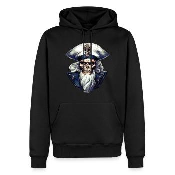 Crâne de marin Crâne Capitaine Ahoy Navire - Sweat à capuche Premium bio Homme - noir - Devant - Nico (187cm)