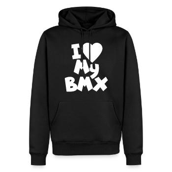 Le BMX - Sweat à capuche Premium bio Homme - noir - Devant - Nico (187cm)
