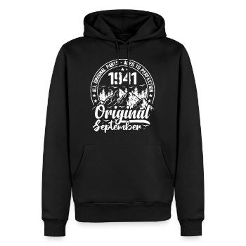 September 1941 Original: 83 Jahre altes Geburtstagsgeschenk - Männer Premium Bio Hoodie - Schwarz - Vorne - Nico (187cm)
