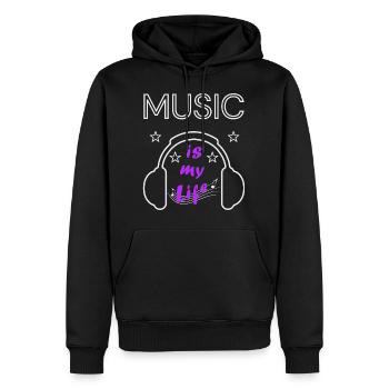 Music is my Life - Männer Premium Bio Hoodie - Schwarz - Vorne - Nico (187cm)